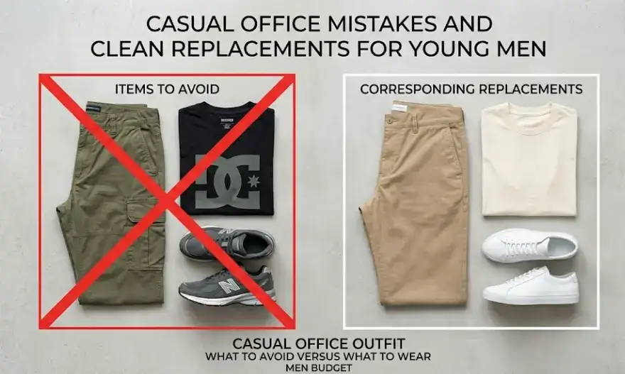 Casual office outfit what to avoid versus what to wear men budget