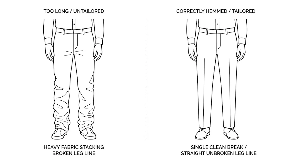 Athletic build man comparing slim fit and relaxed taper pants side view