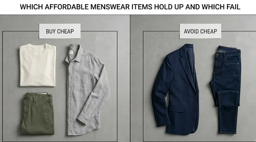 Cheap menswear categories worth buying vs categories to avoid