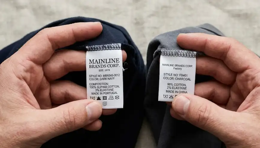 Mainline vs outlet garment inner tag comparison factory code