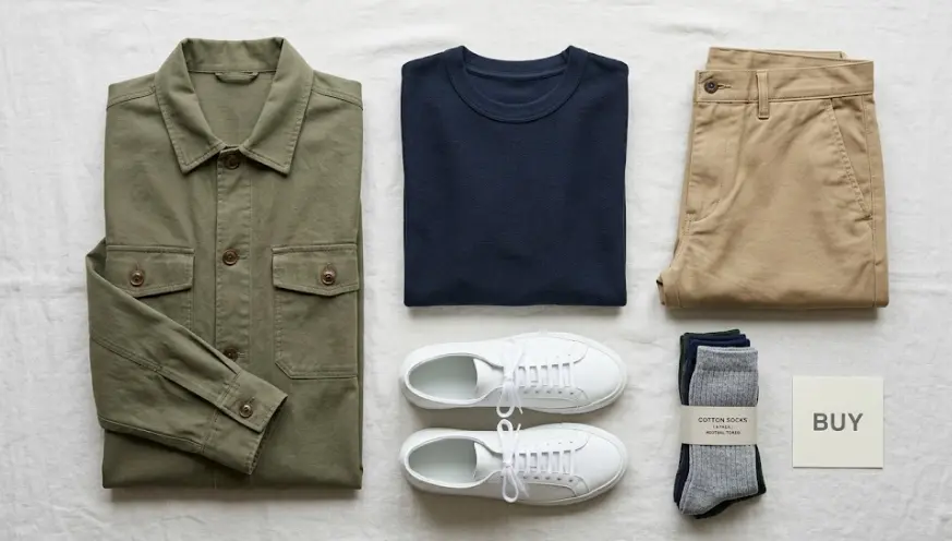 Outlet menswear items worth buying heavyweight tee chinos overshirt sneakers